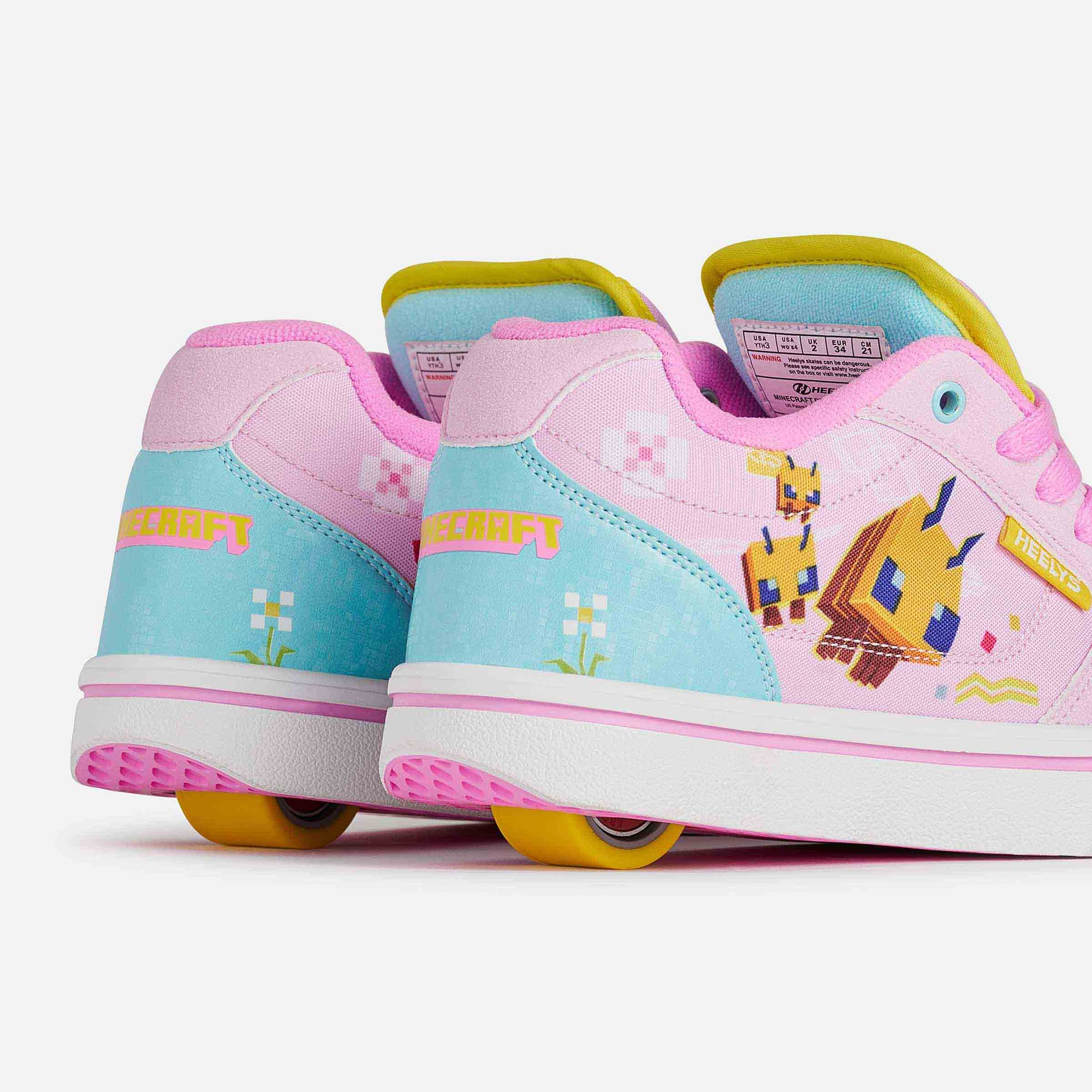 Heelys | Minecraft Pro 25 Adults | Lt Pink/Lt Blue/Yellow